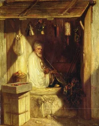 Türkischer Händler raucht in seinem Laden, 1844